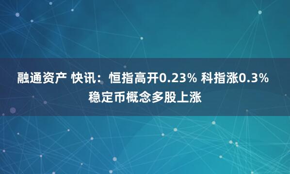 融通资产 快讯：恒指高开0.23% 科指涨0.3% 稳定币概念多股上涨