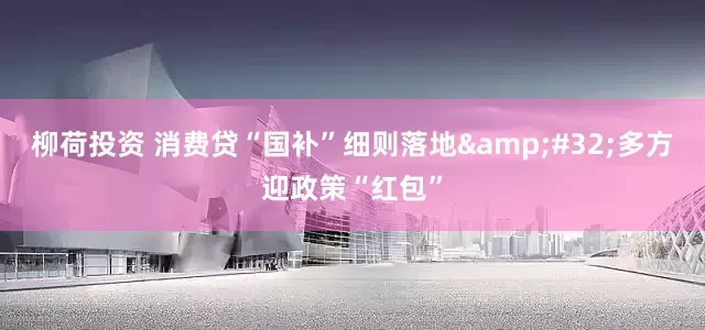 柳荷投资 消费贷“国补”细则落地&#32;多方迎政策“红包”